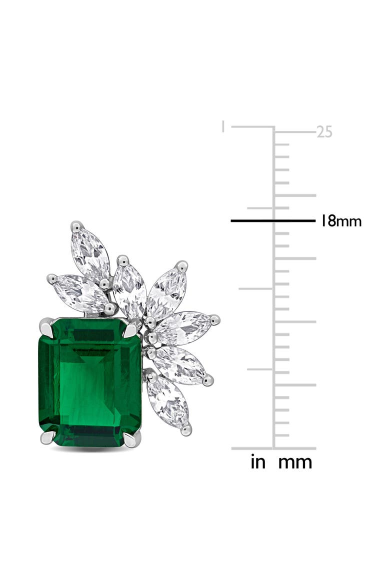 Sterling Silver Lab Created Emerald Stud Earrings, Alternate, color, GREEN