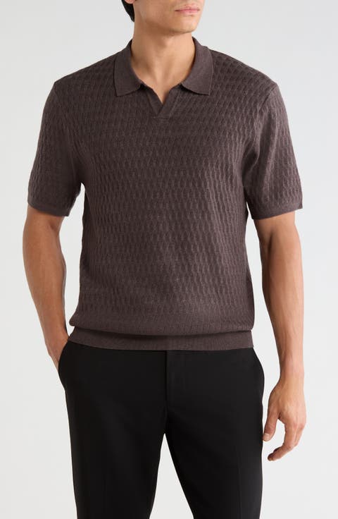 Rylan Johnny Collar Cotton Blend Polo Sweater