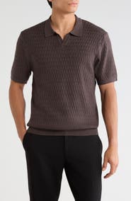 Robert Barakett Rylan Johnny Collar Cotton Blend Polo Sweater