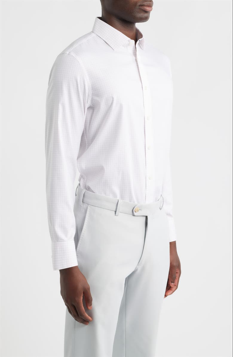 Mizzen+Main Hilton Trim Fit Grid Performance Cotton Blend Button-Up Shirt, Alternate, color, White Lavender Haze Mini Grid