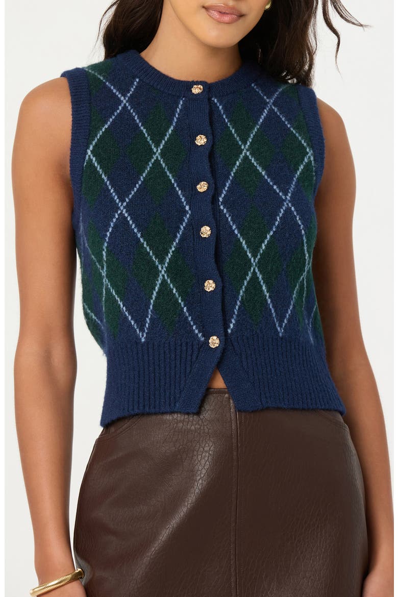 Abbie Argyle Sweater Vest, Main, color, GREEN BLUE ARGYLE