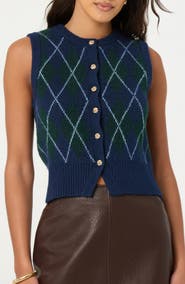 ASTR the Label Abbie Argyle Sweater Vest