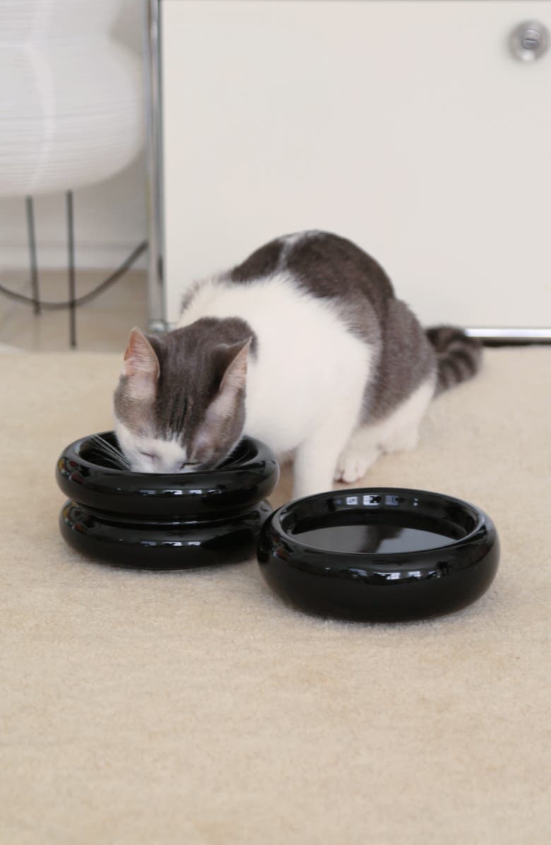 Catenary Onyx Halo Cat Bowl, Alternate, color, Black