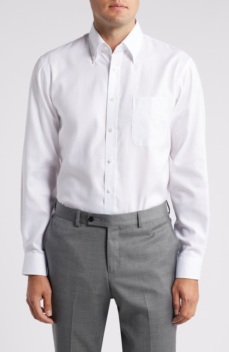 Nordstrom Traditional Fit Cotton Oxford Non-Iron Dress Shirt, Main, color, White Royal Oxford
