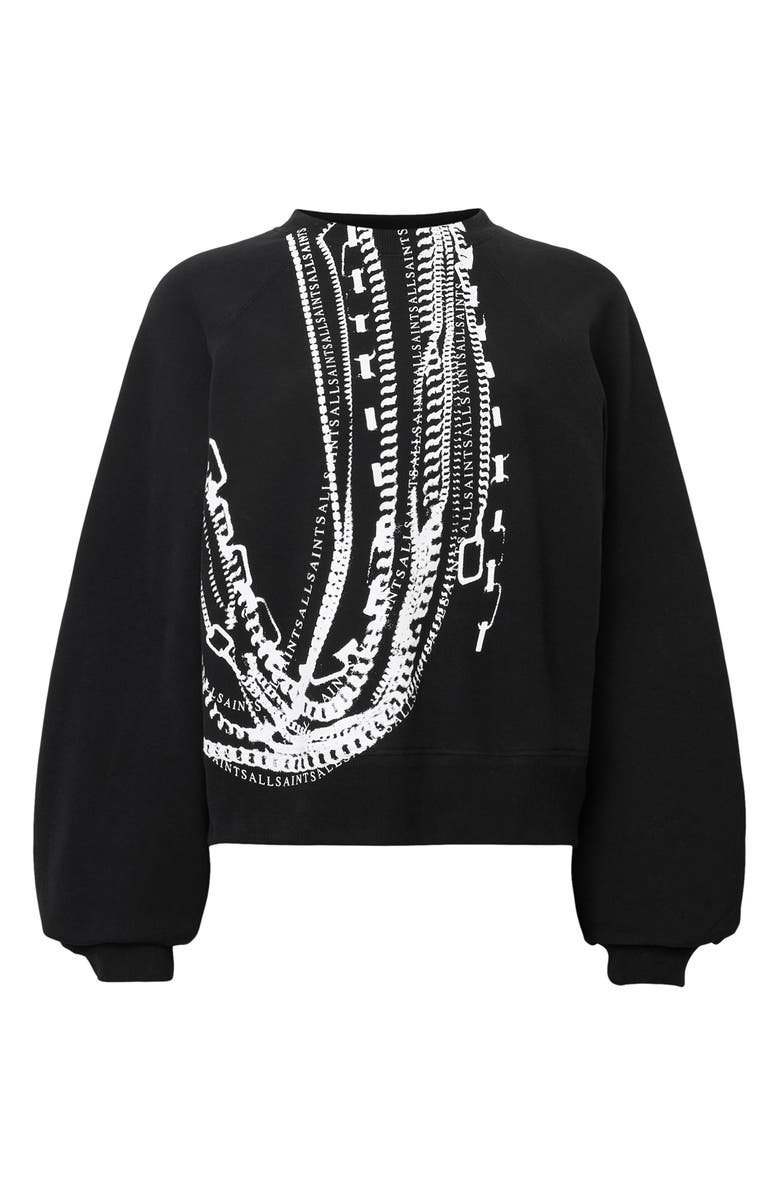 AllSaints Metallo Dana Back Zip Graphic Sweatshirt, Alternate, color, 