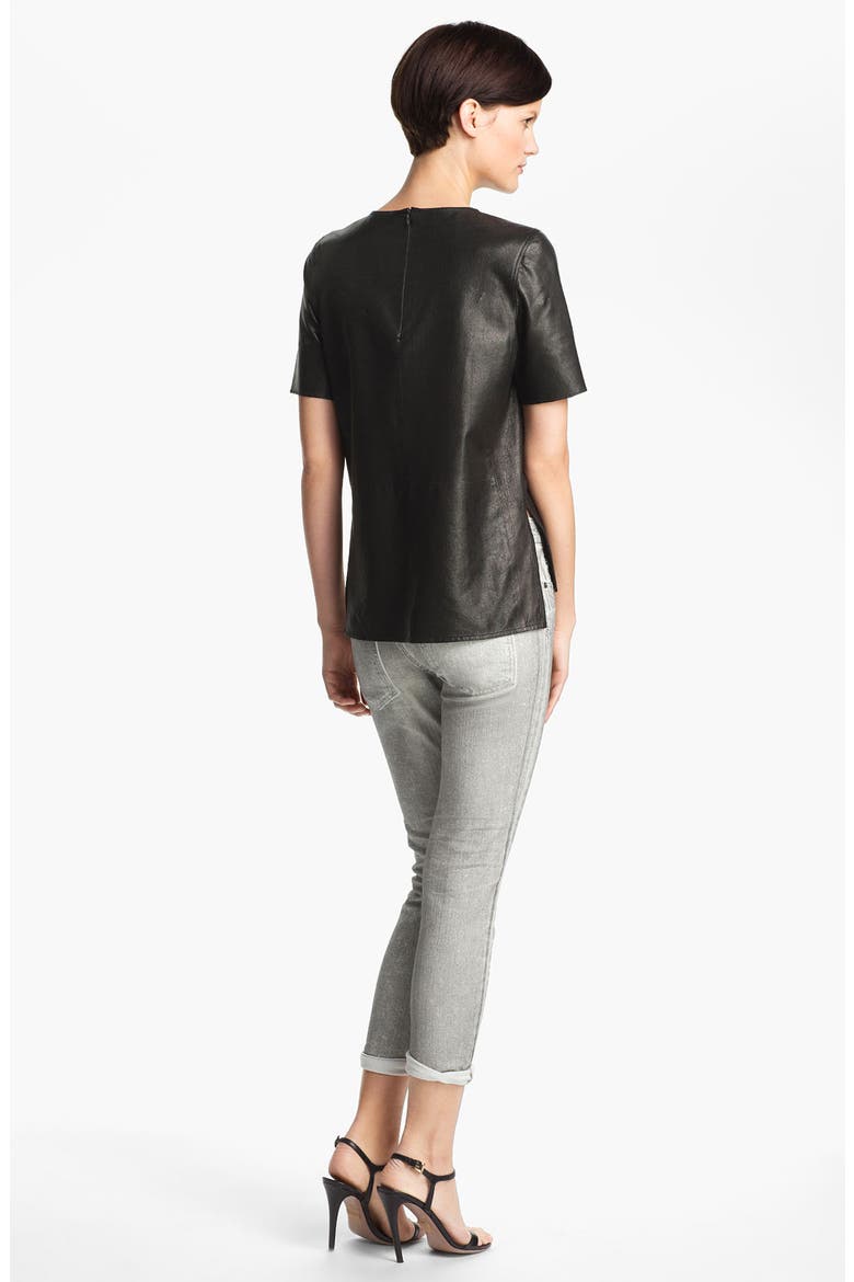 Leather Tee, Alternate, color, BLACK