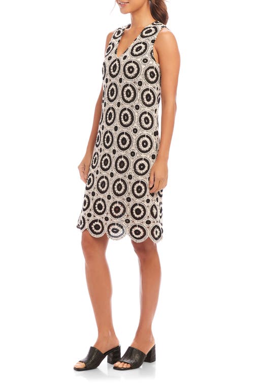 Shop Karen Kane Open Stitch Shift Dress In Natural/black
