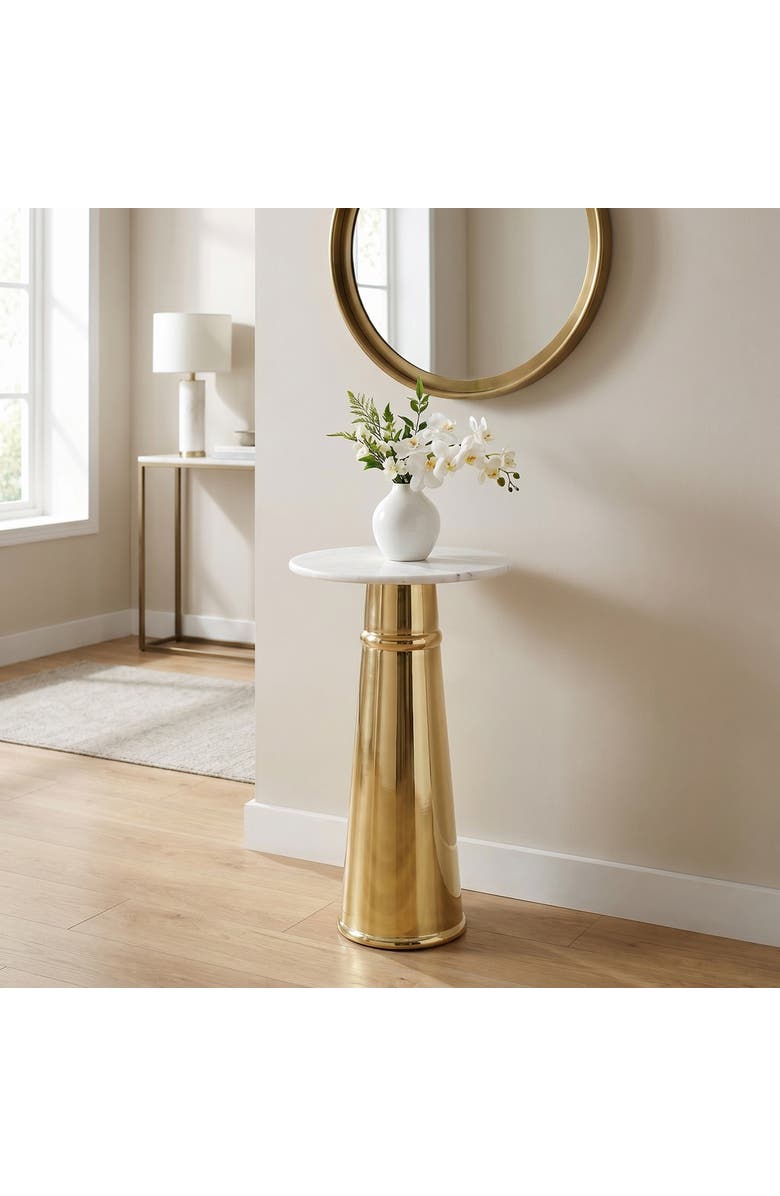 Expo Bazaar Side Table | Marble Top | Modern Design, Alternate, color, White