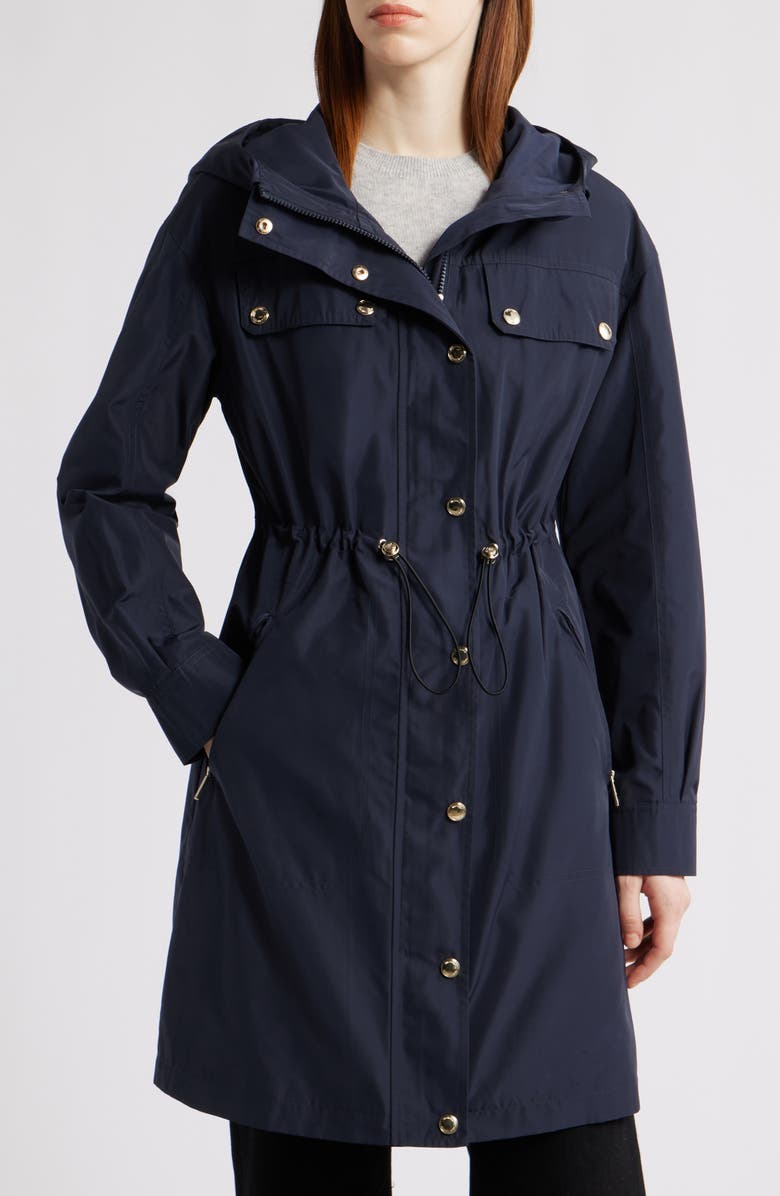 Michael Kors Foldover Hood Jacket, Main, color, Midnight