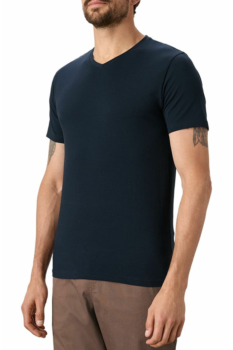 Luxe Stretch Jersey Slim V-Neck Tee, Alternate, color, Midnight Blue