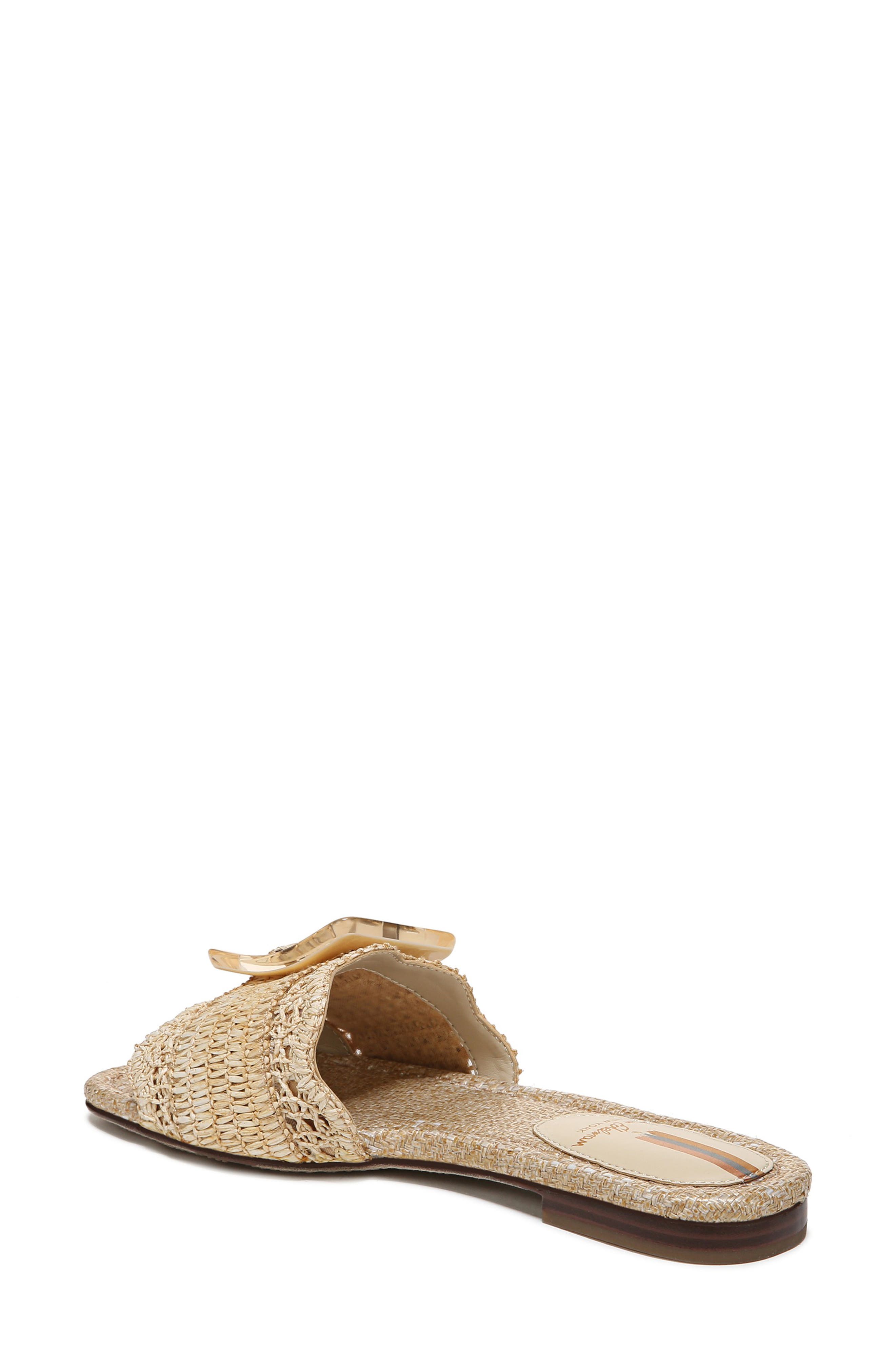 Sam Edelman Bambi Raffia Buckle Slide Sandal, Alternate, color, Natural