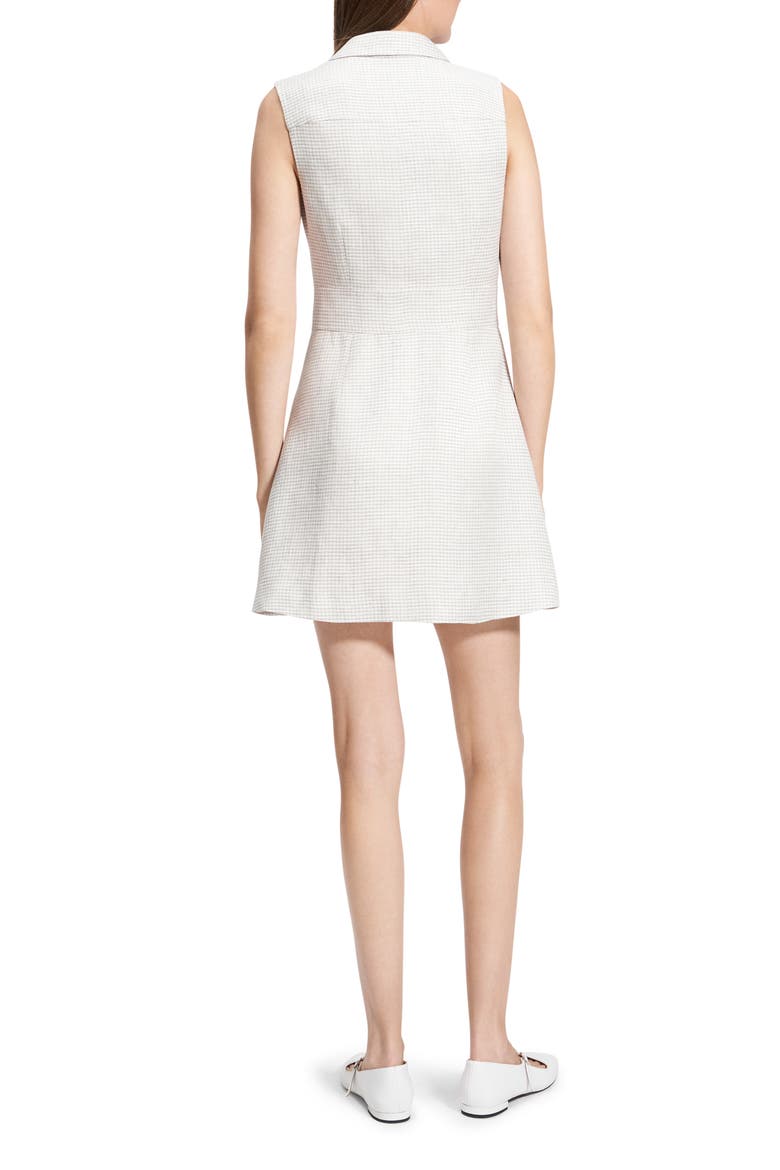 Micro Houndstooth Linen Blend Minidress, Alternate, color, WHITE MULTI