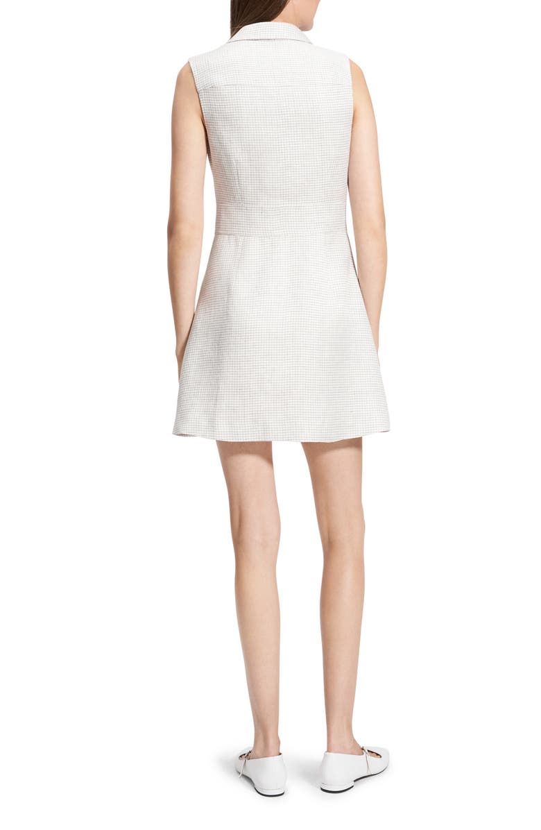 Theory Micro Houndstooth Linen Blend Minidress, Alternate, color, White Multi
