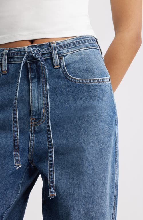 Bp. Raw Hem Drawstring High Waist Wide Leg Jeans In Blue