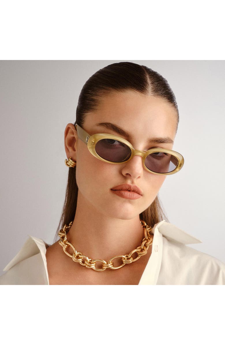 Le Specs Work It 53mm Oval Sunglasses, Alternate, color, Champagne Pearl / Smoke Tint