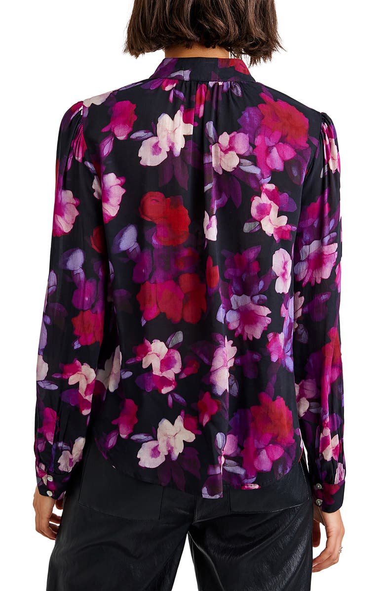 Bella Dahl Floral Stand Collar Button-Up Shirt, Alternate, color, Berry Bloom Print