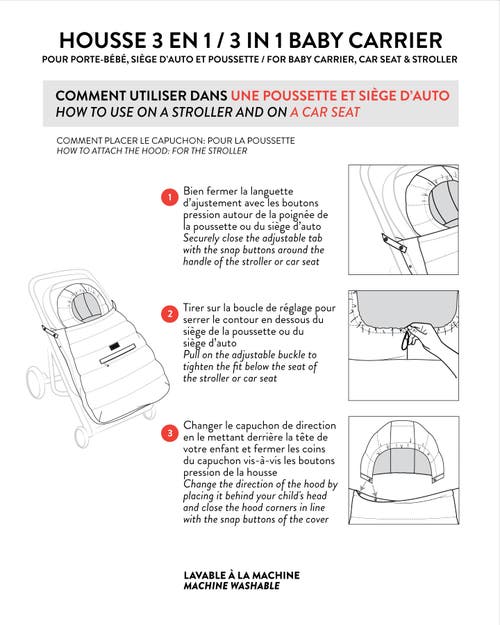 Deux Par Deux Gender Inclusive 3-in-1 Multifunction Cover For Car Seat, Stroller, And Carrier In Black