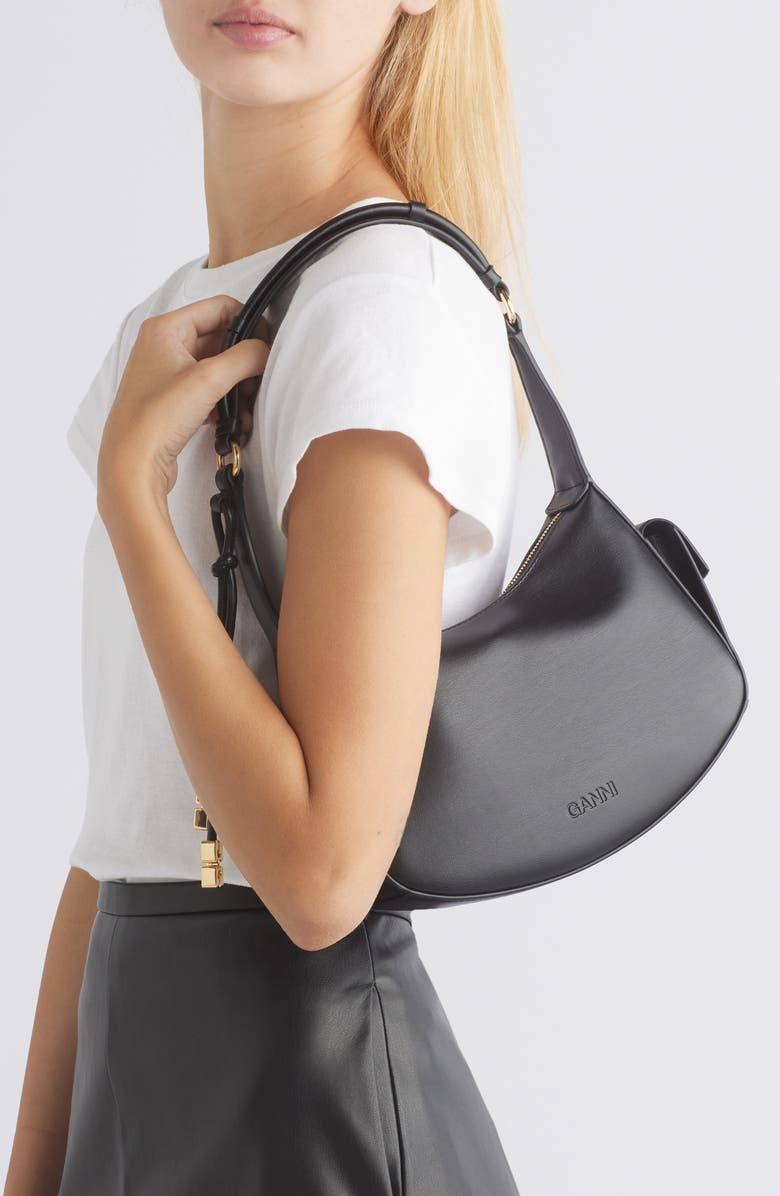 Ganni Leather Shoulder Bag, Alternate, color,