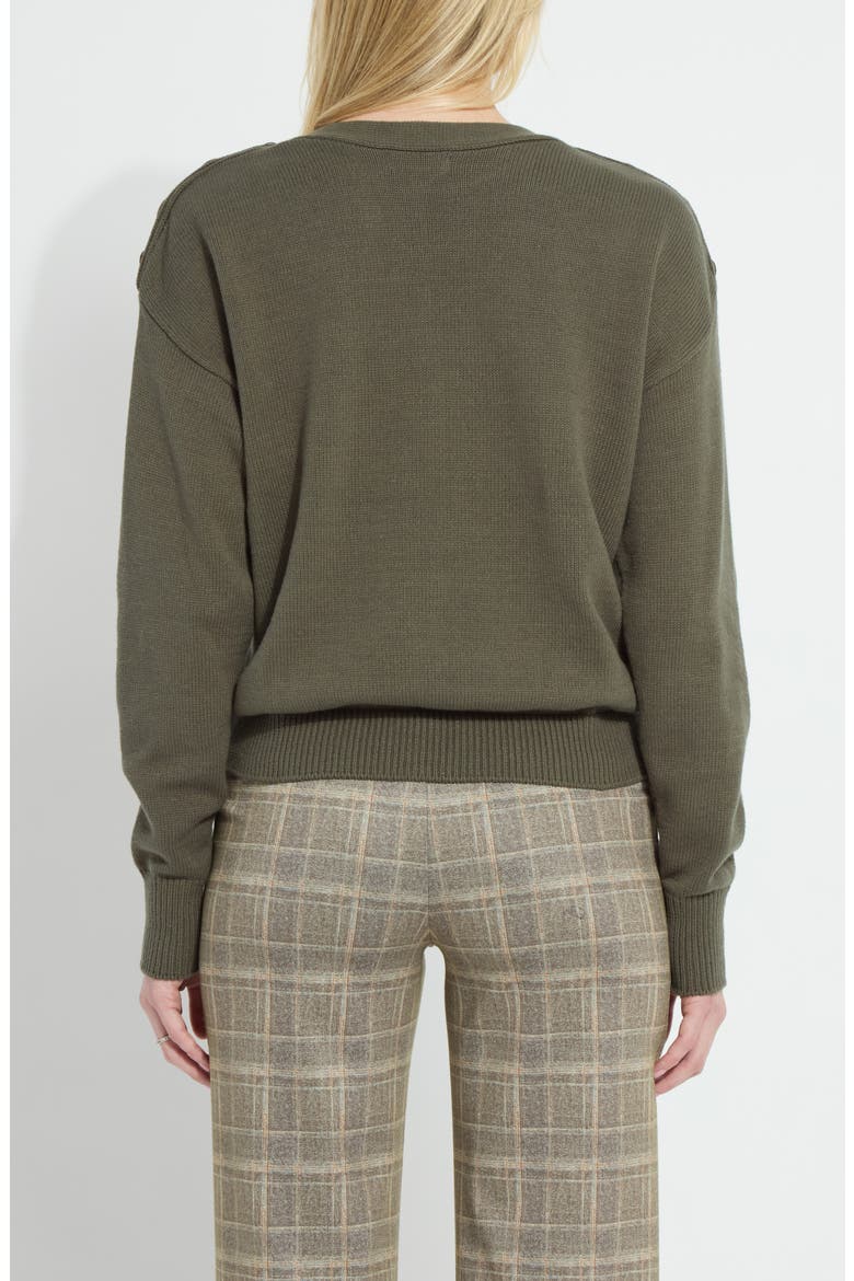 Adelaide Button Trim Sweater, Alternate, color, MOSSWOOD