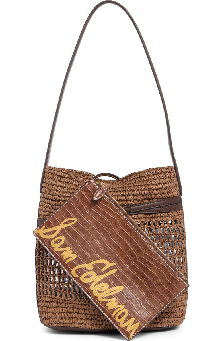 Sam Edelman Bexy Raffia Bucket Bag, Alternate, color, Brown