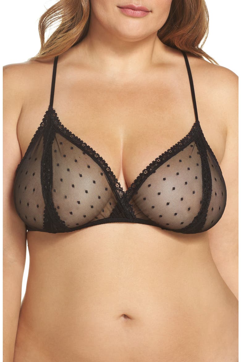 'Coucou Lola' Sheer Bralette, Main, color, BLACK