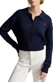 Polo Ralph Lauren Cable Cotton Polo Collar Cardigan