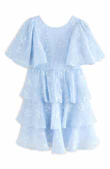 Laura Ashley Kids' Floral Embroidered Tiered Party Dress