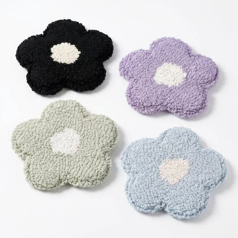 Cotton Daisy Tufted Mug Rug Coaster Set
