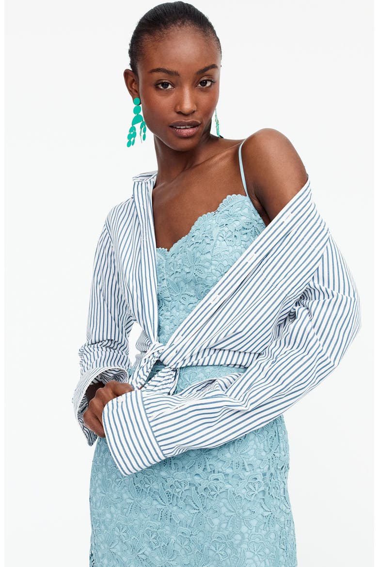 Guipure Lace Spaghetti Strap Dress, Alternate, color, WARM AQUA