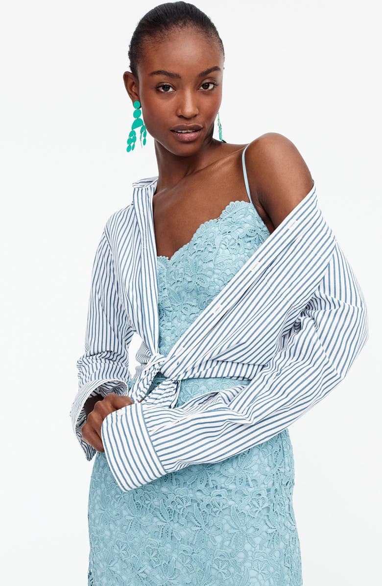 J.Crew Guipure Lace Spaghetti Strap Dress, Alternate, color, 