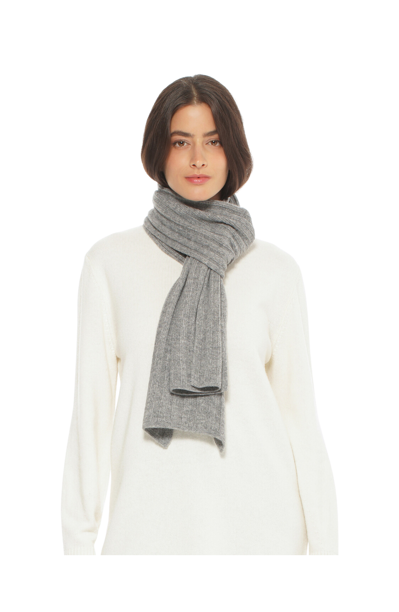 Monticelli Cashmere Pure Cashmere Plush-Ribbed Scarf, Main, color, Melange Grey