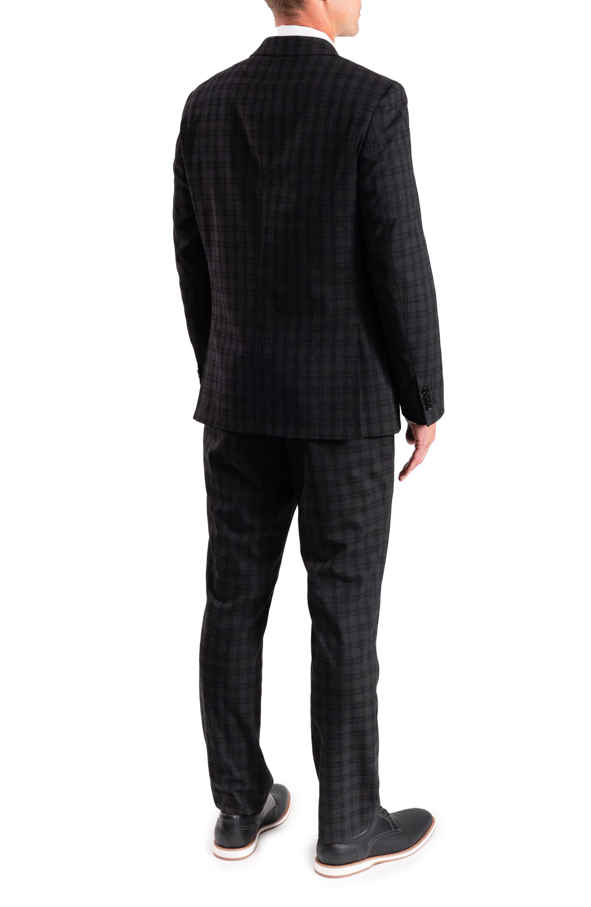 Charcoal Plaid Trim Fit Suit