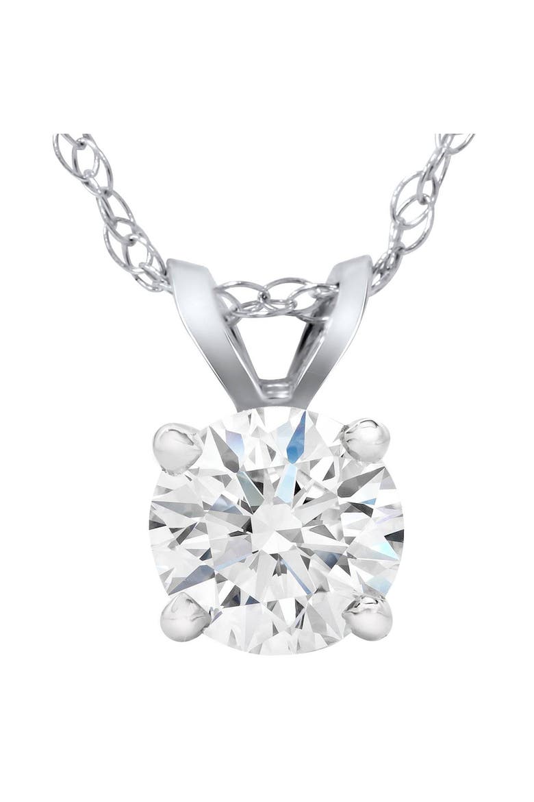 1 1/4ct Lab Grown Diamond Round Solitaire Pendant 14K Gold Necklace, Main, color, 14k White Gold
