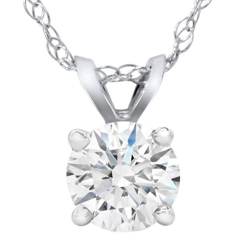 1 1/4ct Lab Grown Diamond Round Solitaire Pendant 14K Gold