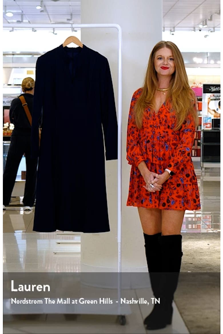 Split Neck Long Sleeve Midi Dress video