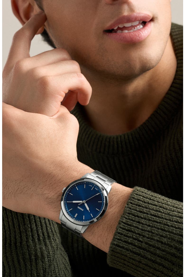 Minimalist Bracelet Watch, 44mm, Alternate, color, SILVER