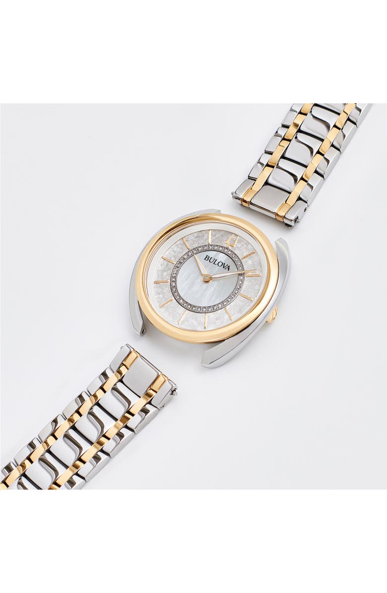 BULOVA Duality Diamond Bracelet & Two Leather Straps Watch Set, 34mm, Alternate, color, 