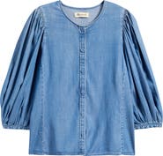 Madewell Puff Sleeve Denim Button-Up Top