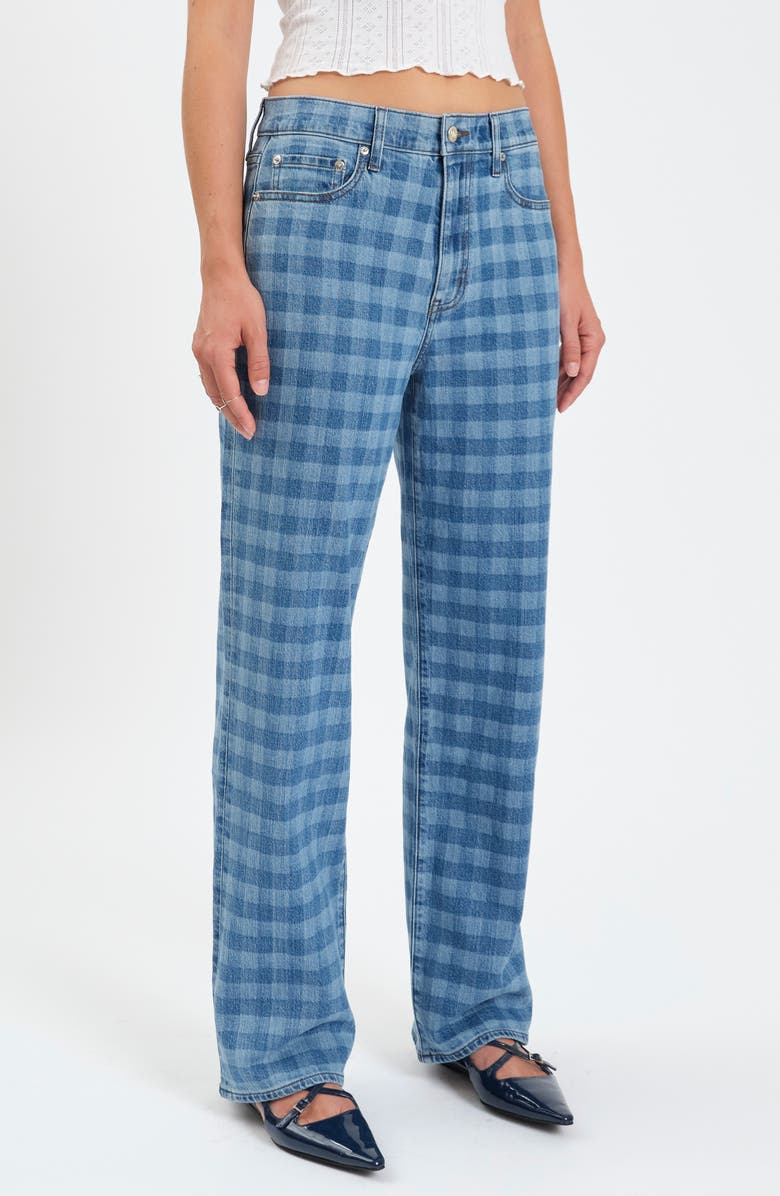 DAZE 1999 Ripped High Waist Straight Leg Jeans, Alternate, color, Denim Check