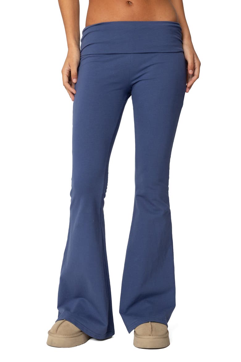 Aiyana Foldover Waistband Flare Pants, Main, color, BLUE
