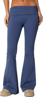 EDIKTED Aiyana Foldover Waistband Flare Pants