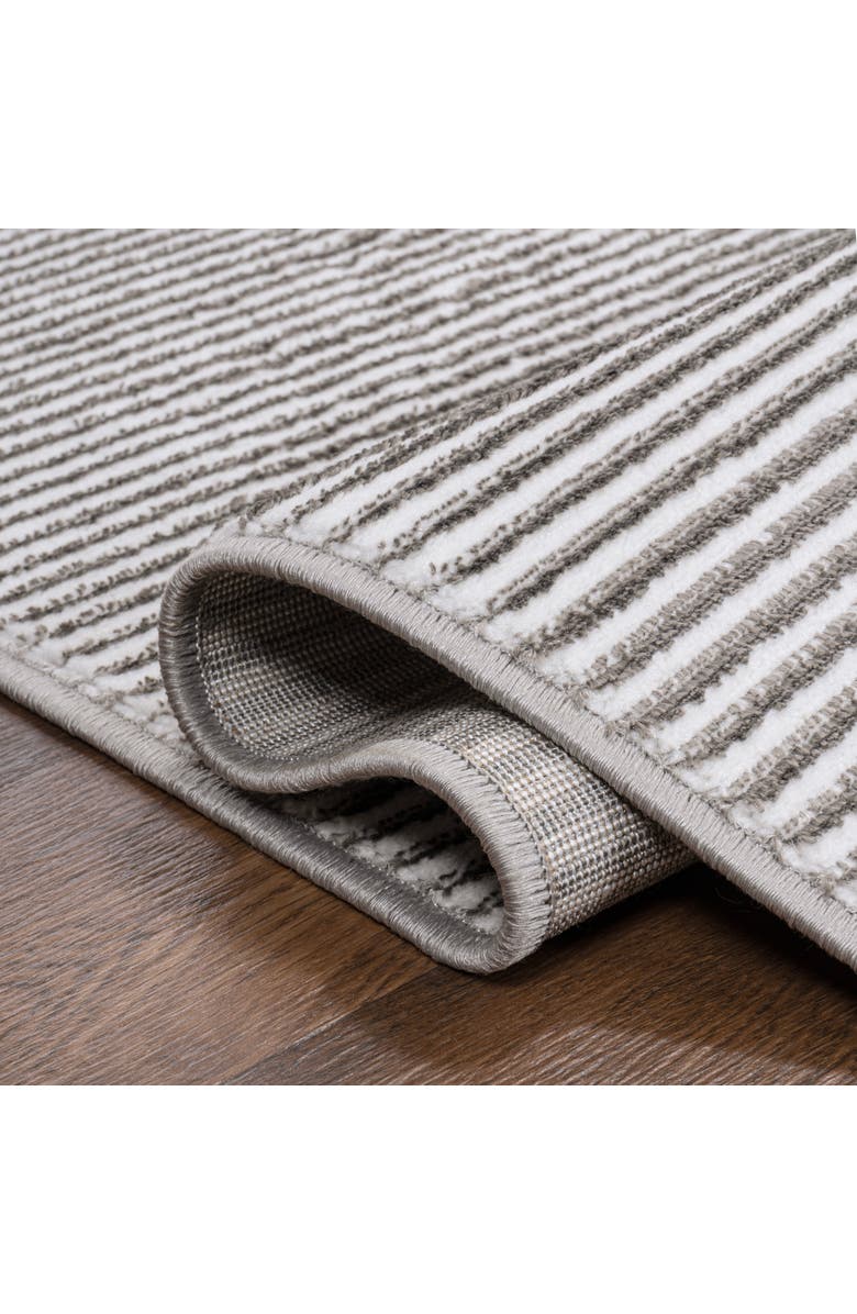 JONATHAN Y Cole Modern Minimalist Pinstripe High-Low Area Rug, Alternate, color, Dark Silver/White