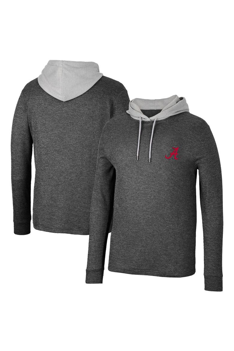 Men's Colosseum Black Alabama Crimson Tide Ballot Waffle-Knit Thermal Long Sleeve Hoodie T-Shirt, Main, color, Black