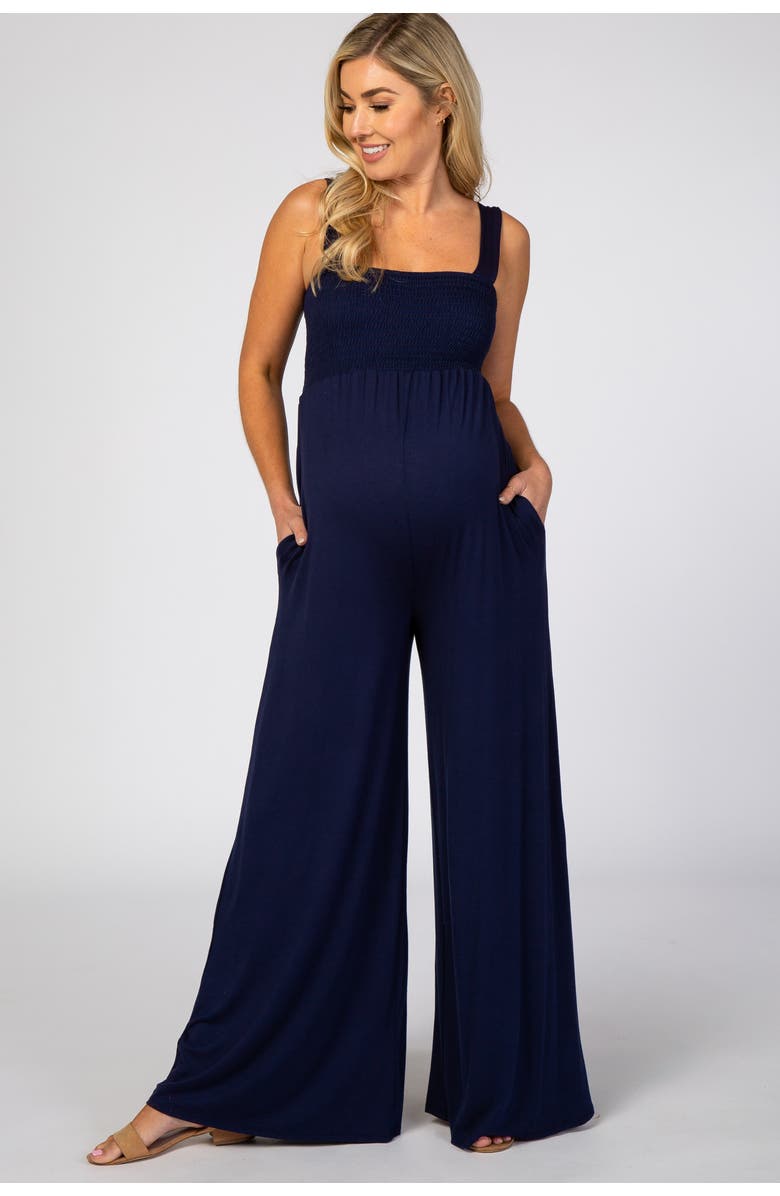 PinkBlush Sleeveless Wide Leg Jumpsuit, Main, color, Navy Blue