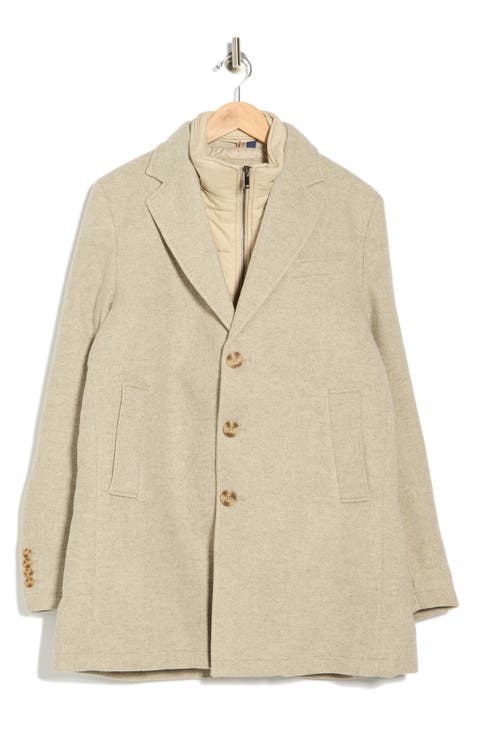 Wool Blend Dress Coat with Removable Bib (Regular & Big)