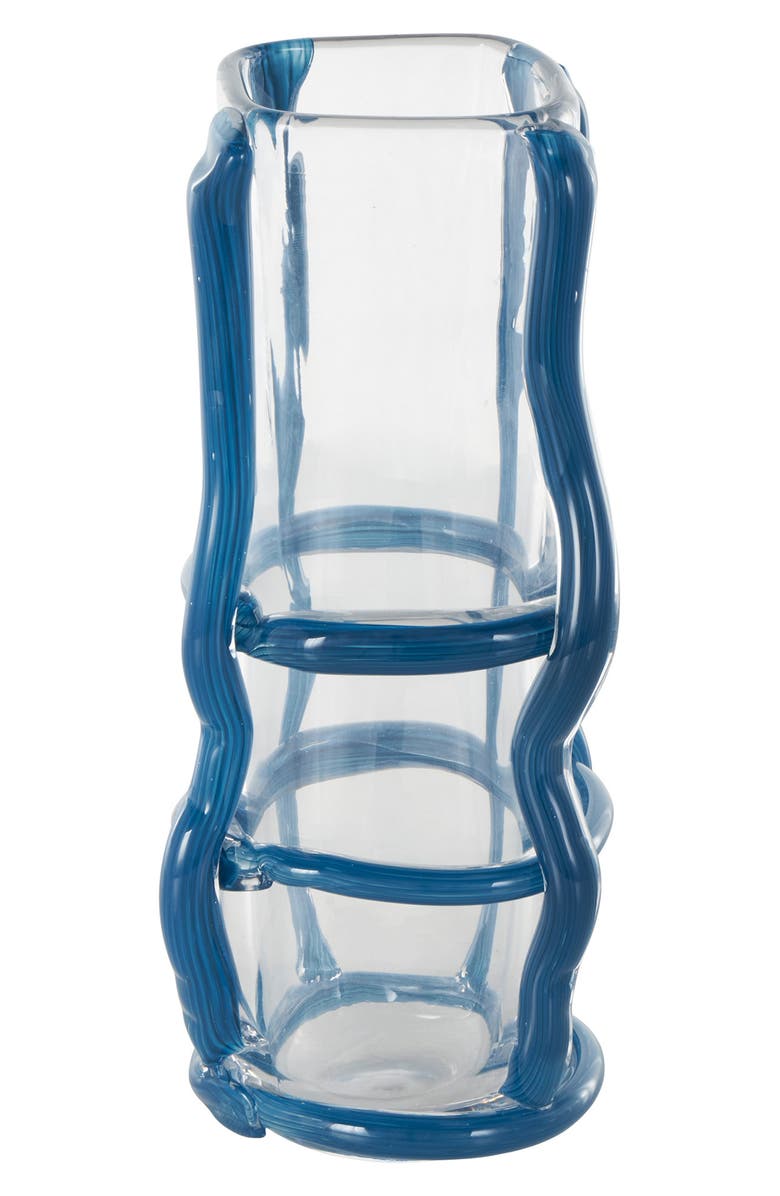 VIVIAN LUNE HOME Blue Recycled Glass Vase, Main, color,
