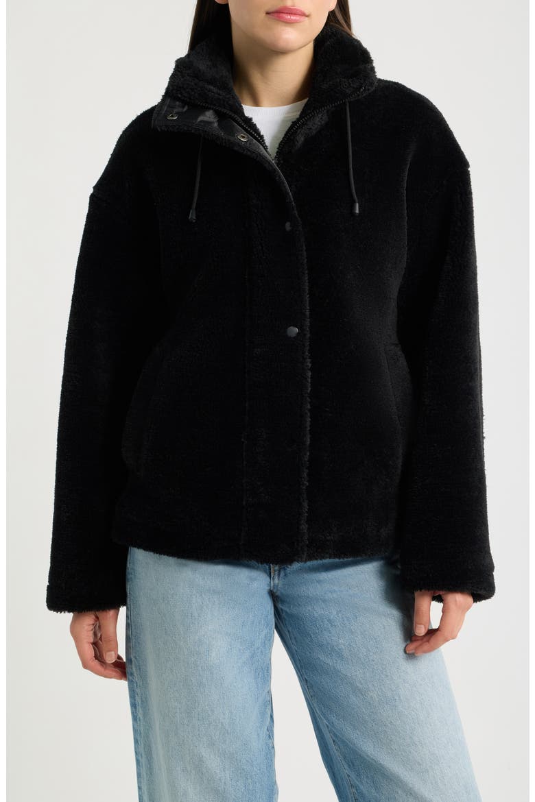 Faux Fur Shearling Jacket, Main, color, BLACK