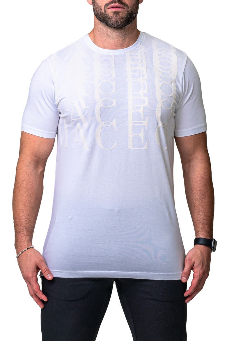 Repetition White Logo Appliqué Stretch Cotton T-Shirt, Main, color, WHITE