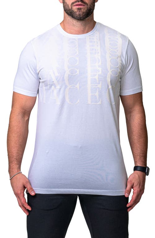 Maceoo Repetition White Logo Appliqué Stretch Cotton T-shirt In White