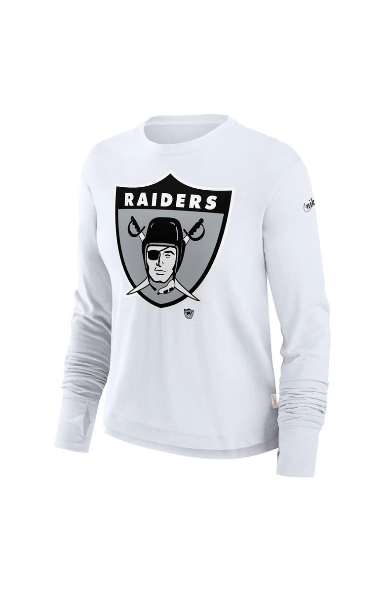 Nike Women's Nike White Las Vegas Raiders Large Logo Cropped Long Sleeve Fashion T-Shirt, Alternate, color, 
